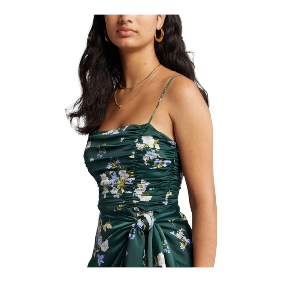 NWOT WAYF [L] Ruched Bodice Satin Midi Dress - Picture 2 of 5